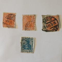 25 Deutsches Reich Germany Used Stamp Lot Handstamped Various Denominations