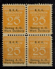 Germany revenues tax on medical cards BKK Demag AG Duisburg MNH orange fiscal