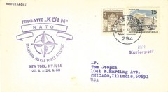 1968 Fregatte Köln NATO STANAVFORLANT Kurierpost Berlin Naval Cover NY Visit