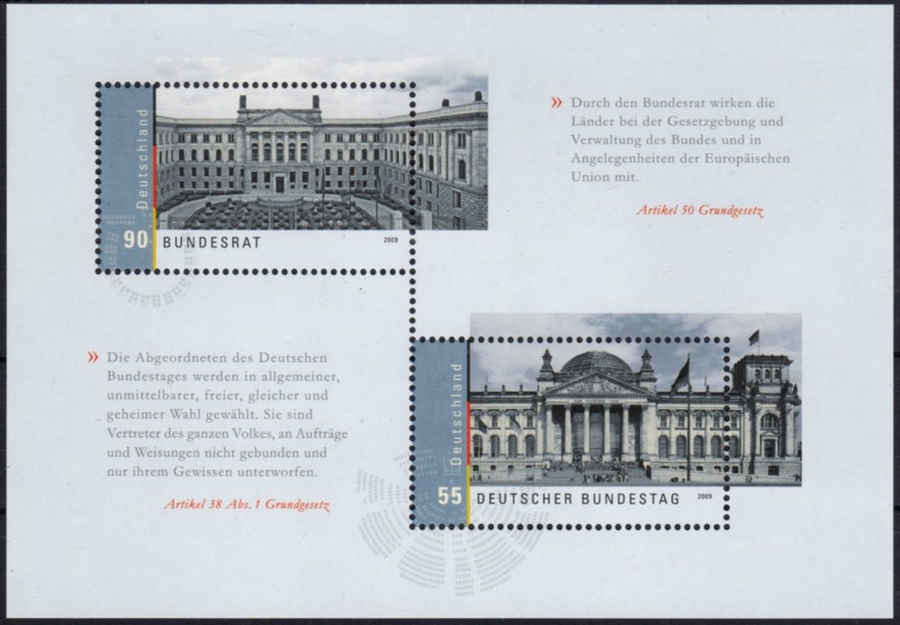 Germany: MiNr. 2757 – 2758 Bl. 76, “ German Bundestag And Federal „, Block, Mint