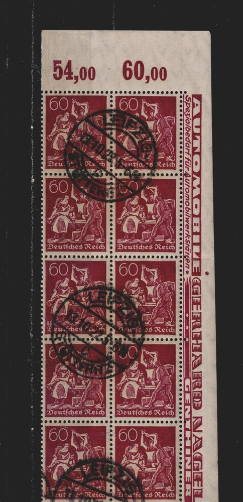 Germany Weimar Republic Workers stamp block 1921 rare advertising label ECV$12