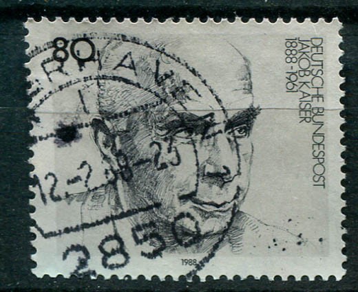 Germany – BRD : Jakob Kaiser birthday stamp from 1988 – used