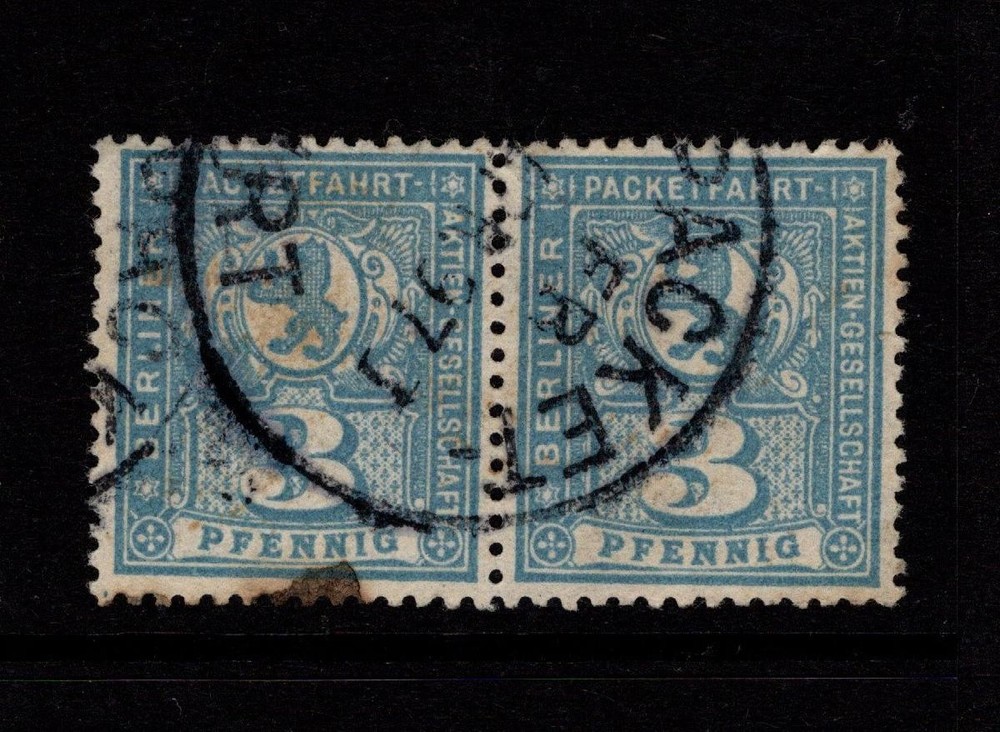 Germany Late 1890s 3p Berlin Private Post Used Pair (Light PerfSeparat) – S58665