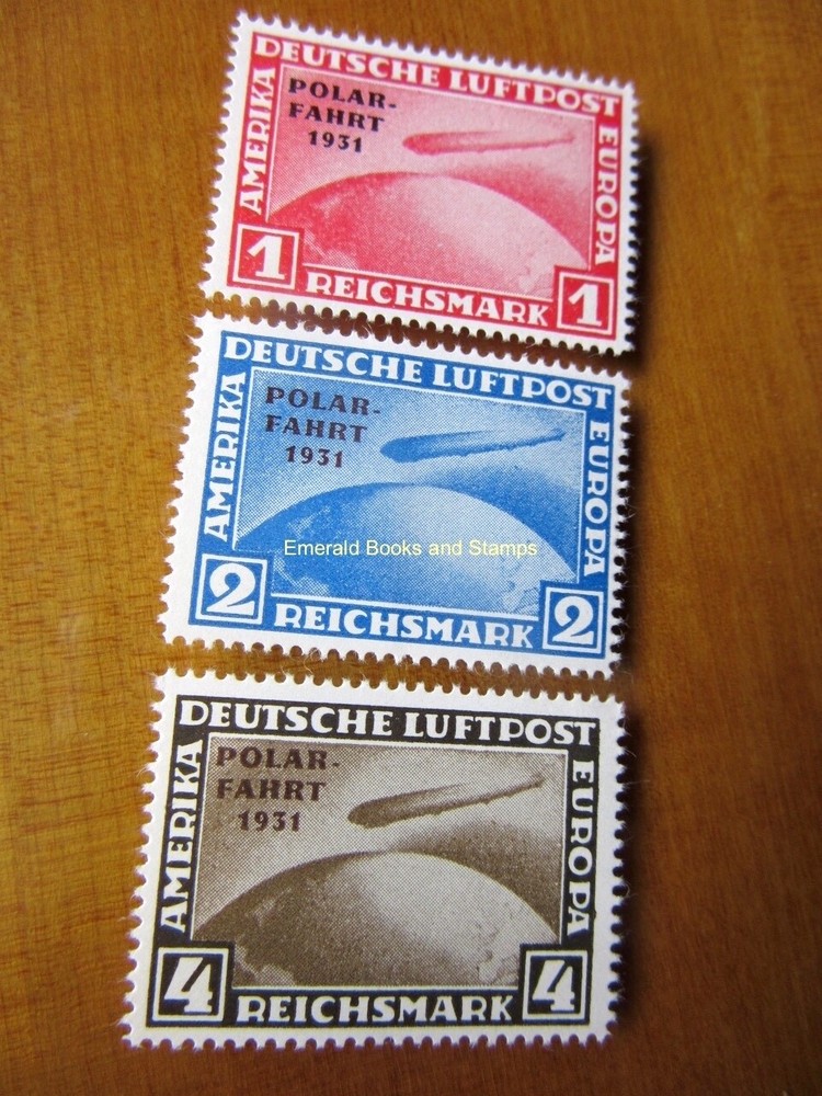 EBS Germany 1931 – Zeppelin Polar Flight – Michel 456-458 MNH** ND – REPRINTS