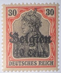 Travelstamps: Germany Offices in Belgium Stamps WWII, 30pf w/ 40c OP MOGNH Wmk