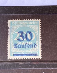 1923 postal stamp 30 saufend over 200 mark