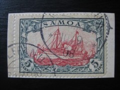 SAMOA GERMAN COLONY Mi. #19 Kaiser Yacht stamp w/ Mulifanua cancel! CV $720.00+