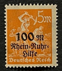 Travelstamps: 1923 Germany Stamps Sg# 257 Rhine-Ruhr Charity OP Mint MNH OG