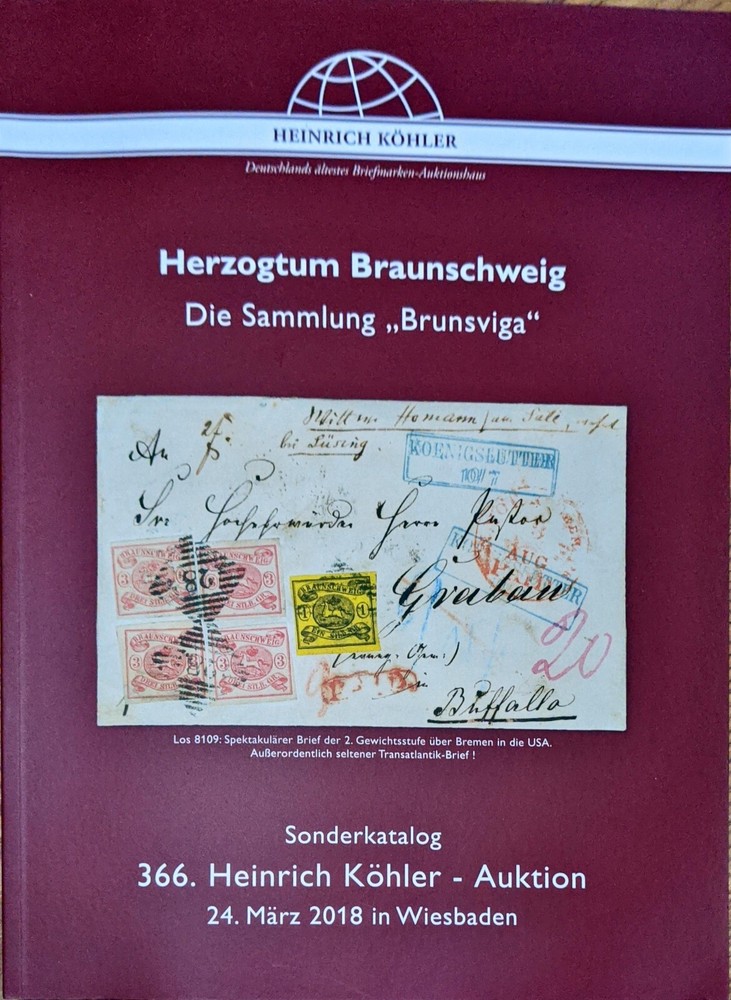 Auction Catalogue HERZOGTUM BRAUNSCHWEIG – Die Sammlung BRUNSVIGA – Deutschland