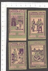 Germany BUNTE BUCHER Book Seller vintage advertisement poster stamps (4)