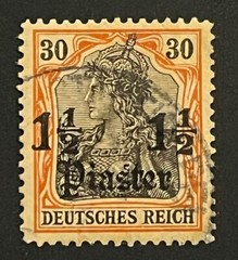 Travelstamps: Germany Offices in Turkey Stamps #35 – 1 1/2 Piaster/30pf Used Wmk