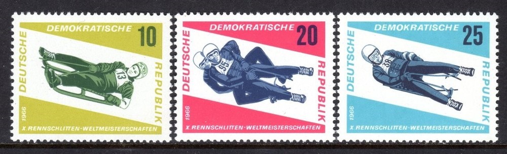 Germany, DDR Scott # 808-10 VF MNH 1966 10th Intl. Tobogganing Championships