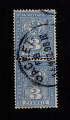 Germany Late 1890s 3p Dk Blue Berlin Post Horiz Pair / Wmk Step Lines – S58672