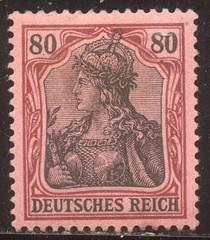 GERMANY #74 Mint (H) – 1902 80pf Lake & Black