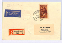 SAAR Cover *VOLKSHILFE* (1934) 5f Top HIGH VALUE Plebiscite 1935 O/p Air XM62