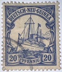 Travelstamps: GERMAN NEW GUINEA STAMPS Mi #10 Kaiser’s Yacht, 20 Pfennig Used NG