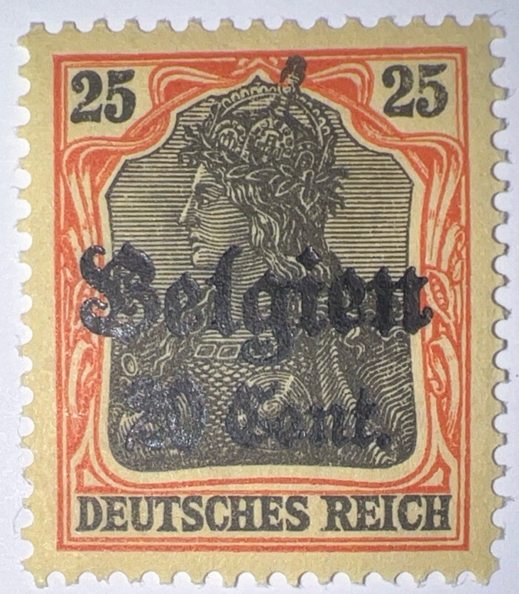 Travelstamps: Germany Offices in Belgium Stamps WWII 20c on 25pf Mint MOGH Wmk