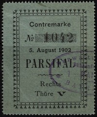 Germany 1902 Wagner Parsifal Opera Ticket Stamp / Minor Crease – S47136
