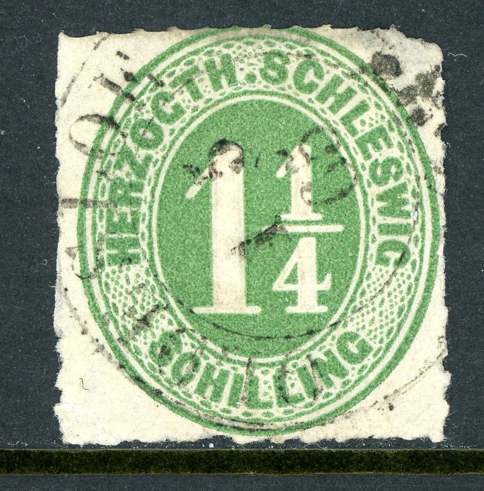 Germany States 1865 Schleswig-Holstein 1¼s Green Scott #20 VFU U544