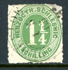 Germany States 1865 Schleswig-Holstein 1¼s Green Scott #20 VFU U544