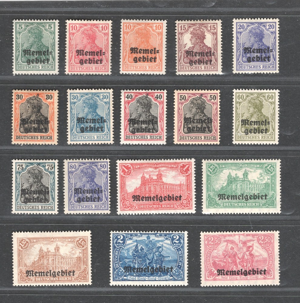 GERMANY MEMEL MEMELLAND 1920 GERMANIA OVERPRINTS SCOTT 1-17 PERFECT MH