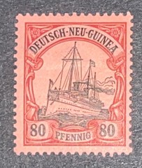 Travelstamps: GERMAN NEW GUINEA STAMPS Kaiser’s Yacht, 80 Pfennig, Mint OG UnWMK