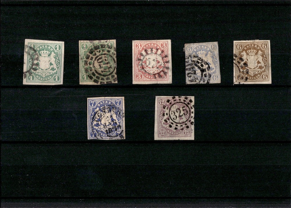GERMANY Old states BAYERN 1867 used imperf. stamps – silk wmk (CV $310 EUR269)