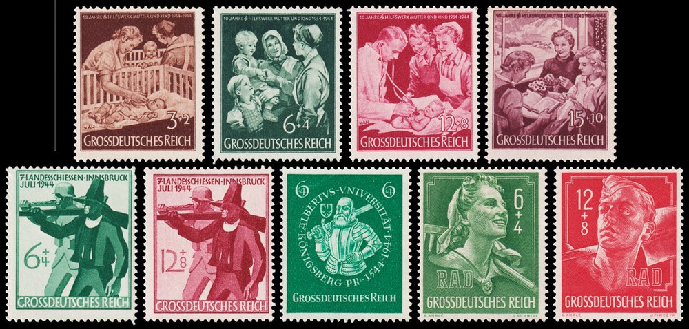 Germany Scott B253-B256, B278-B279, B280, B281-B282 (1944) Mint NH VF C