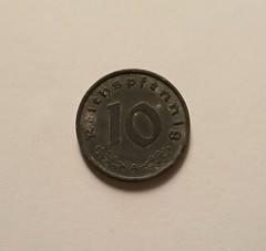 Complete Small Denomination 3rd Reich Zinc 3 Coin Set W/ Stamp