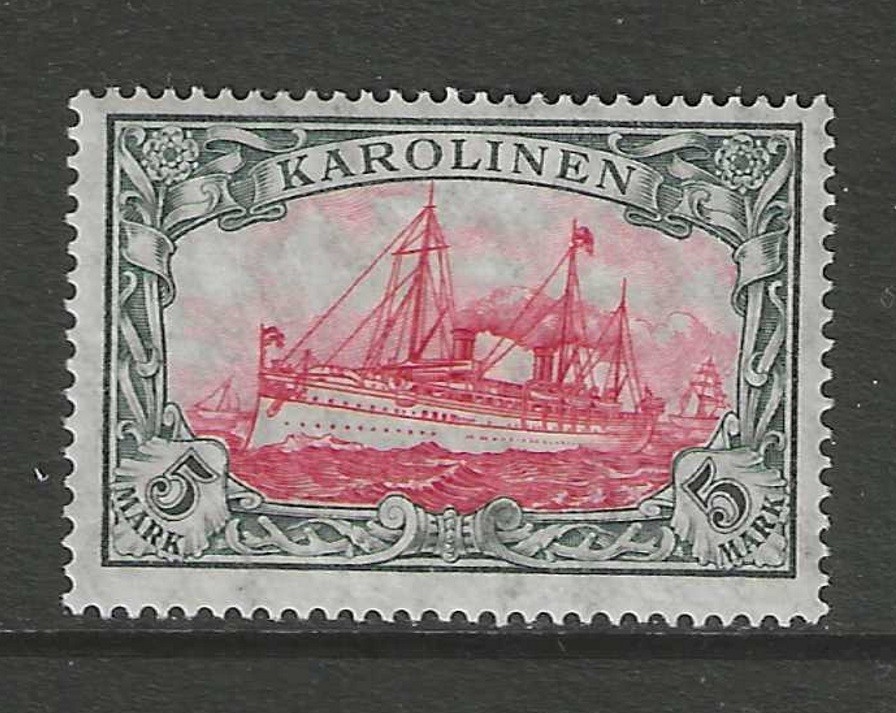1915 German colonies CAROLINE ISLANDS 5 Mark Yacht issue mint*, $ 279.00