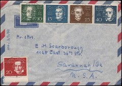 Germany #804a-e Germany to Savanah GA, 1954