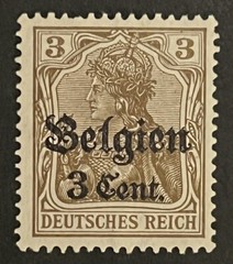 Travelstamps: Germany Offices in Belgium Stamp WWII 3c on 3pf OP Wmk Mint No Gum