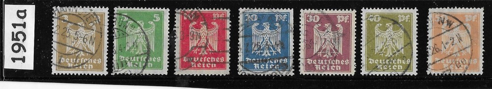 Stamp set complete set Sc 330-336 1924 German Republic Imperial Eagle 1951a