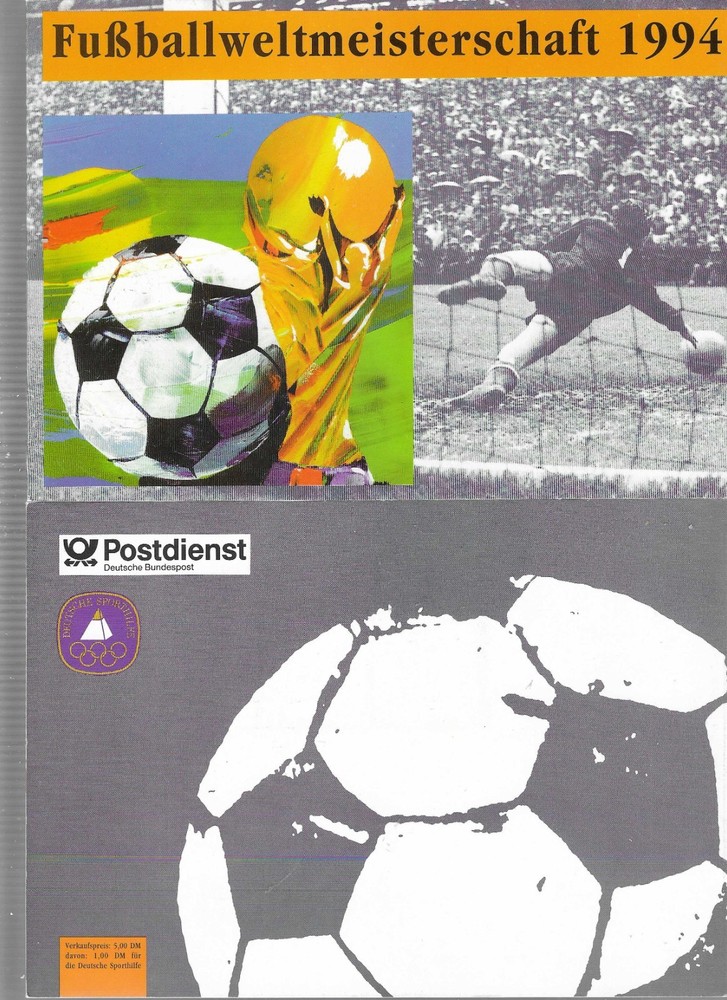 GERMANY FOLDER 1994 SOCCER with 2 stamps (see scans). Perfect condition!