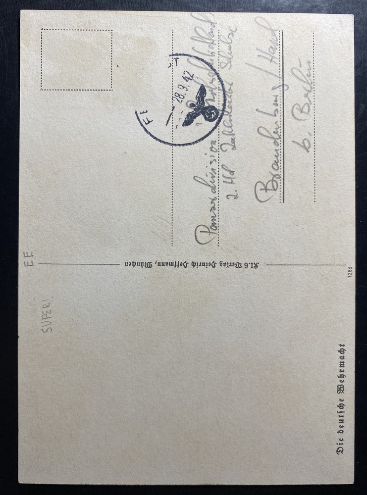 1942 Germany Feldpost Patriotic Picture Postcard Cover Submarine U Boat
