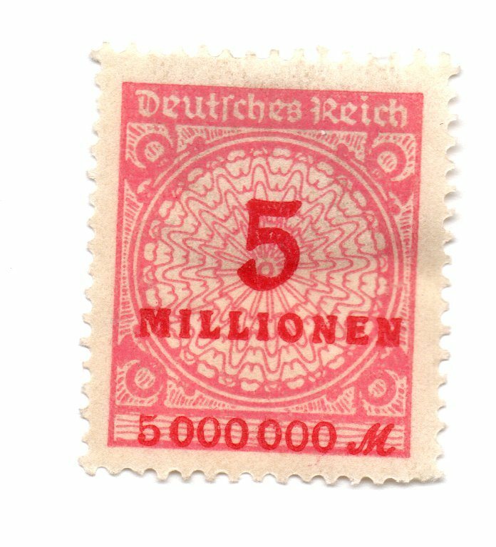 Germany 1923 Overprint Stamp SC: 285 5Mi/Mk Red Lightly Hinged