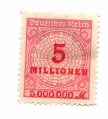 Germany 1923 Overprint Stamp SC: 285 5Mi/Mk Red Lightly Hinged