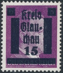 Stamp Germany 1945 WW2 3rd Reich Hitler Kreis Local OP Glauchau Selection MNH