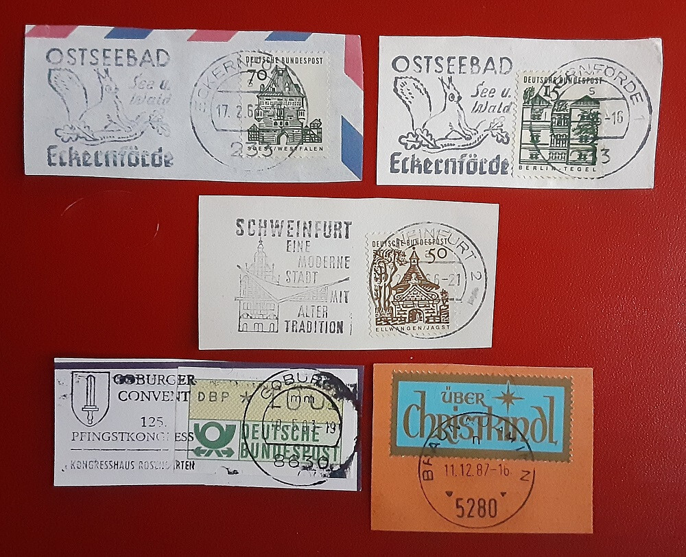 GERMANY Deutsche Bundespost 1965-1980’s Fancy Postmarks On Piece ATM Label 4261