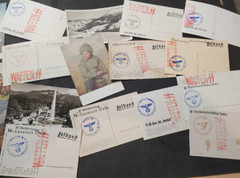 WW2 WWII Vintage Antique German Pre-Stamped Postcards w WAFFEN Elite ink stamps