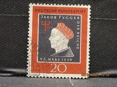 The listing:(1)1959-Banker Jakob Fugger 500th Ann. 20Pf German Post Stamp-LH-FUG