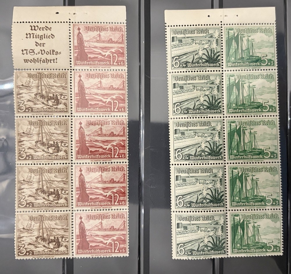 GERMANY – # B107/112 Ships Booklet Panes Mint NH – CV $71