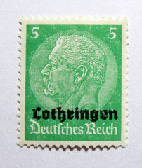 Germany Deutsches Reich Stamp Scott N45 Hindenburg 5pf Lothringen Overprint 1940