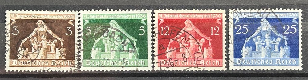 1936 German set of 4 Stamps Mi:DR617-620 used 6th Int Local Congress /546