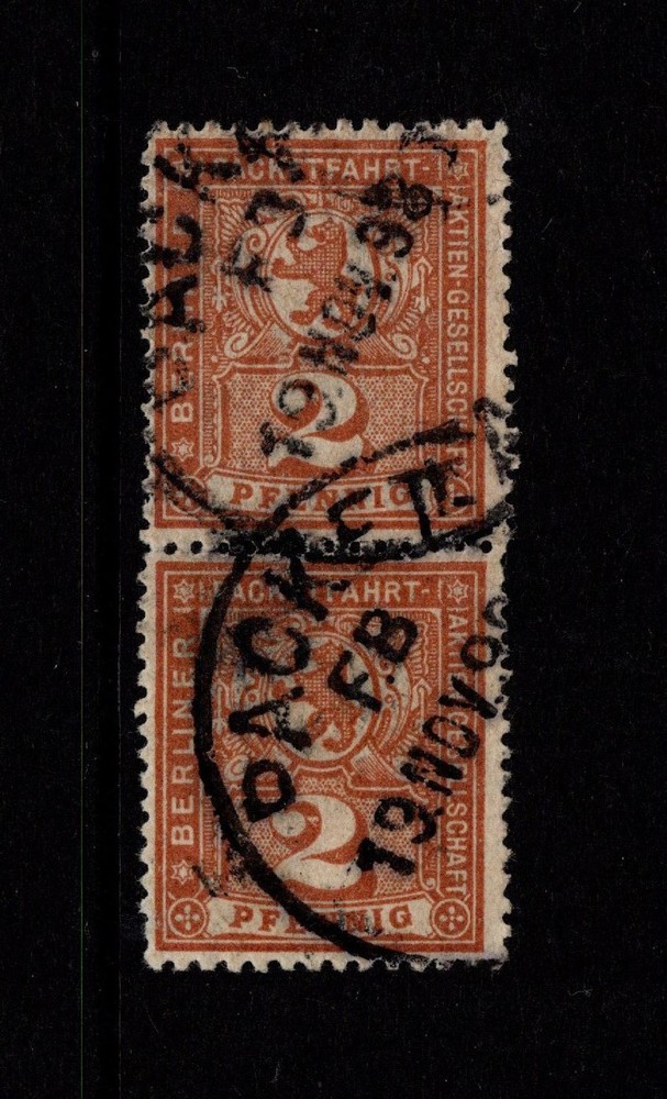 Germany Late 1890s 2p Berlin Private Post Horiz Pair / Wmk Step Lines – S58670