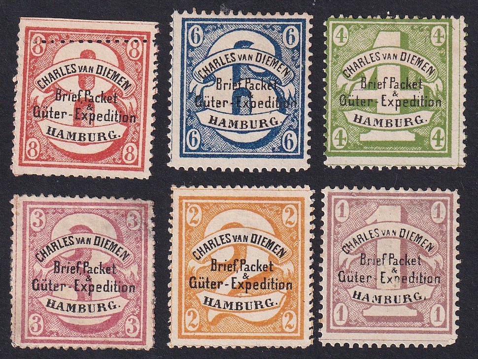 Germany HAMBURG 1864 local post stamps CHARLES VAN DIEMEN (6)