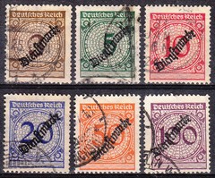Stamp Germany Official Mi 099-104 Sc O47-52 1923 Dienst Reich Inflation Used