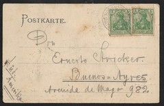 GERMNAY BURG HOHENZOLLERN TO ARGENTINA 2 x 5pf GERMANIA ON PPC COVER 1903