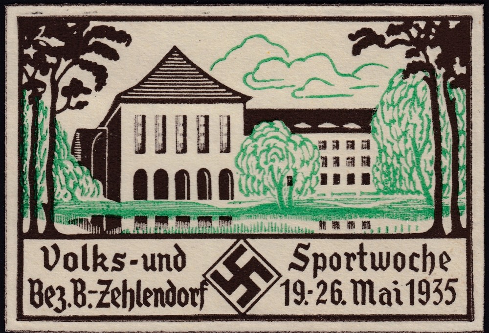 Stamp Germany Revenue Label WWII 1935 3rd Reich Era Poster Sports House MNG