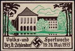 Stamp Germany Revenue Label WWII 1935 3rd Reich Era Poster Sports House MNG